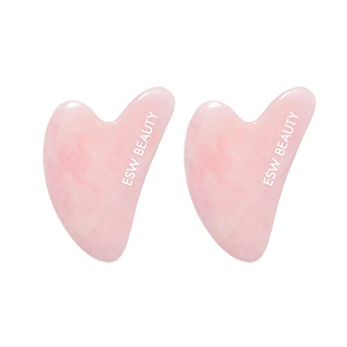 ESW Beauty Gua Sha - Reduces Fine Lines, Enhances Circulation, Rose Quartz - Multipack