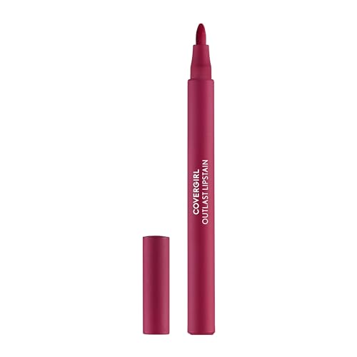 COVERGIRL Outlast Lip Stain - Buildable Satin Color, Vegan Formula, Transfer-Proof - 0.06oz