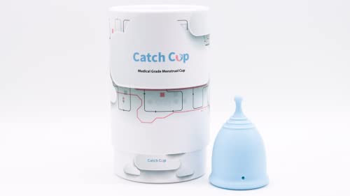 Catch Cup Menstrual Cup - 12-Hour Leak Protection, Medical Grade Silicone - Small, Blue