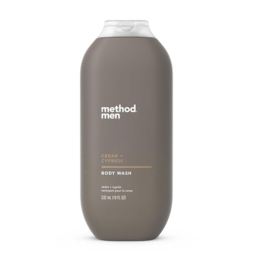 Method Men Body Wash - Plant-Based Cleansers, Paraben & Phthalate Free, Cedar + Cypress - 18oz