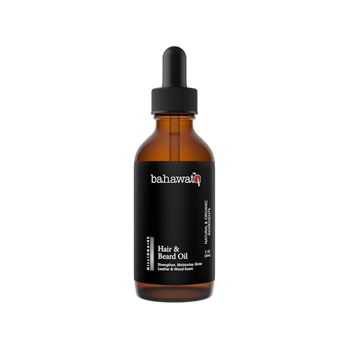 BAHAWAT Premium Beard Oil - Softens, Moisturizes, Natural Ingredients - Leather & Amber Scent, 2oz