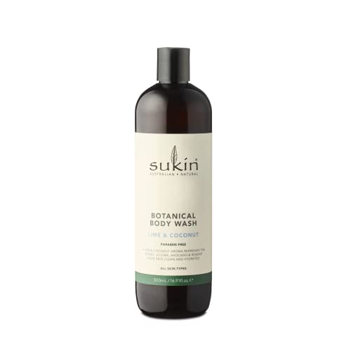 Sukin Botanical Body Wash - Revitalizing Lime & Coconut, Nourishing Formula - 16.9 Fl Oz