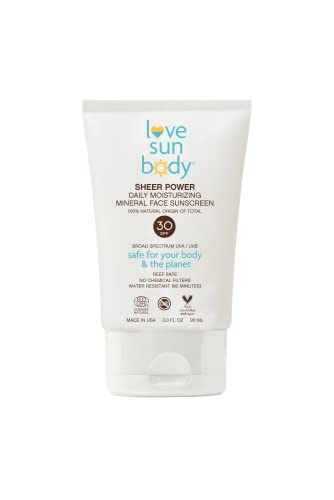 Love Sun Body Mineral Face Sunscreen SPF 30 - Natural Protection, EWG Verified - 3 fl oz