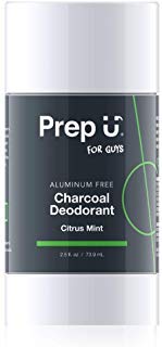 Prep U Activated Charcoal Deodorant - Aluminum Free, Sensitive Skin Safe, Fresh Citrus Mint - 2.5oz