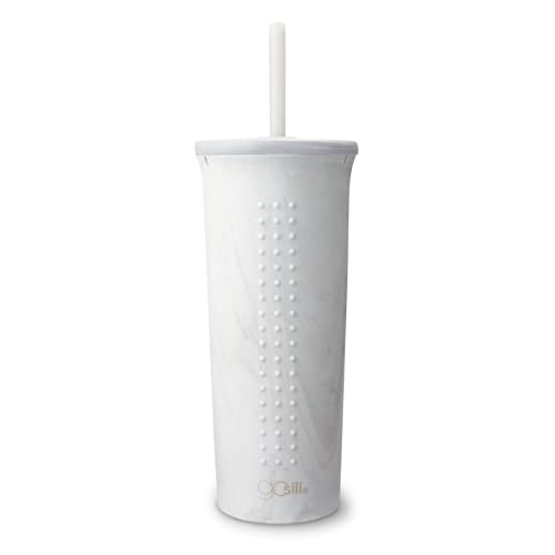 GoSili Reusable Silicone Straw Cup - Durable, Non-Toxic, Dishwasher Safe - 24oz Carrera