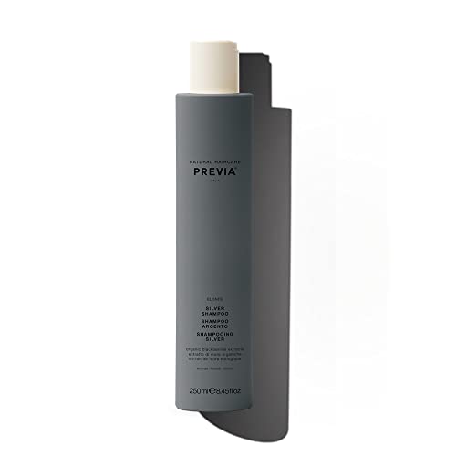 PREVIA Silver Shampoo - Hydrates & Protects Blonde, Gray Hair, Organic Ingredients - 8.45oz