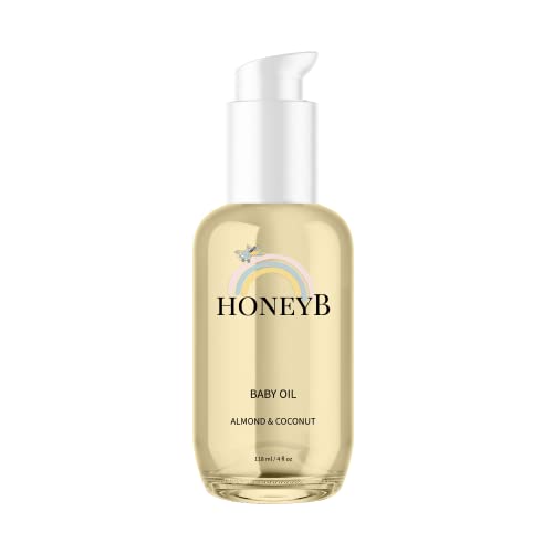 HoneyB Baby Body Oil - Gentle Hydration with Almond & Coconut Oils - 4oz