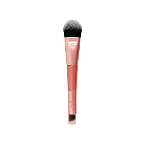 Real Techniques Dual-Ended Makeup Brush - Flawless Coverage, 100% Cruelty-Free, Orange