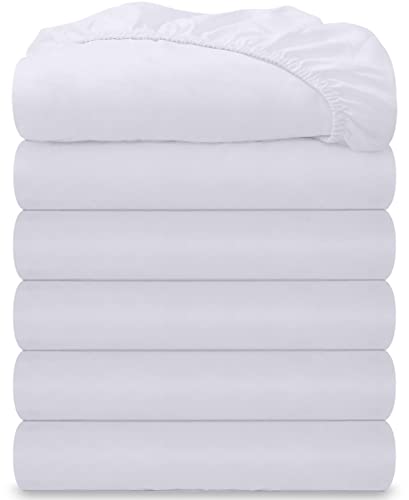 Royale Linens Fitted Sheet Set - Ultra Soft, Breathable, OEKO-TEX Certified - 6 Pack, Full, White