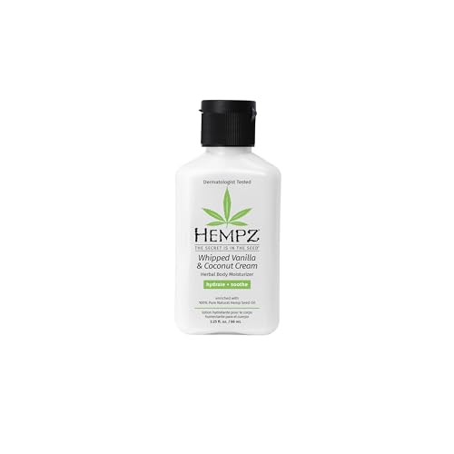 Hempz Mini Body Lotion - Hydrating Vanilla Coconut Cream, 100% Pure Hemp Seed Oil - 2.25 oz