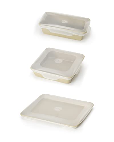 W&P Reusable Silicone Stretch Lid Set - Airtight Covers for Baking Dishes, 3 Sizes, Clear