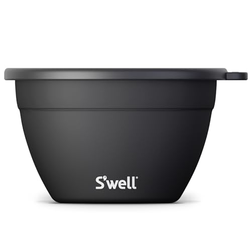 S'well Stainless Steel Salad Bowl Kit - Leak-Proof, Easy to Clean, Includes 2oz Canister - 64oz Onyx