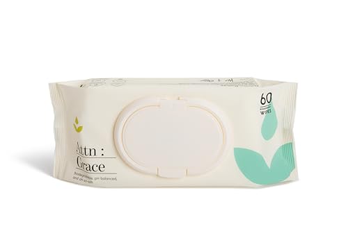 Attn: Grace Adult Hygienic Wipes - Gentle Cleanse with Aloe & Coconut Oil, Biodegradable - 60 Ct