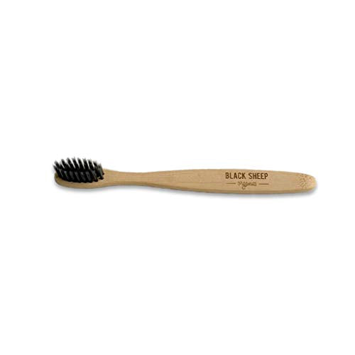 Black Sheep Organics Dog Toothbrush - Gentle Charcoal Bristles, Biodegradable Bamboo Handle - Soft