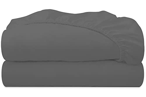 Royale Linens Twin Fitted Sheet Set - Ultra Soft, Breathable, OEKO-TEX Certified - 2 Pack, Grey