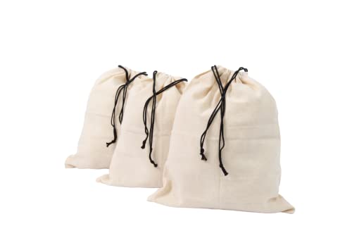 Organic Cotton Canvas Storage Bags - Dust Proof, Reusable, Multi-Purpose, 3 Extra Large (26"x20")