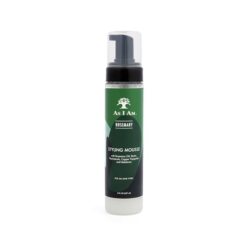 As I Am Rosemary Styling Mousse - Flexible Hold, Moisturizes & Strengthens Hair - 8 Fl Oz