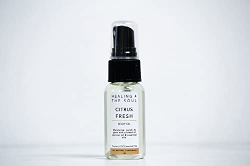 Citrus Fresh Body Oil - Hydrating Organic Coconut & Essential Oils, Handmade in USA - Travel Size