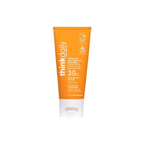 Thinkdaily Tinted Face Sunscreen - SPF 30, Water-Resistant, Natural Zinc Oxide - 2 Oz