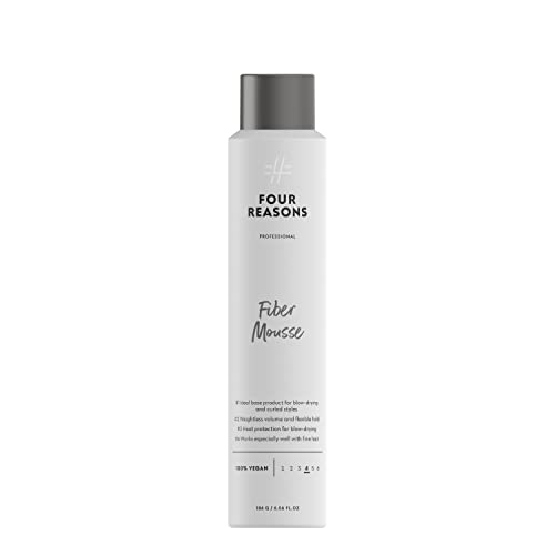 FOUR REASONS Fiber Mousse - Volumizing & Curl Enhancing, Frizz Control, Vegan - 6.8 Oz