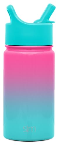 Simple Modern Kids Water Bottle - Vacuum Insulated, BPA-Free Straw Lid, Leakproof - 14oz Sorbet