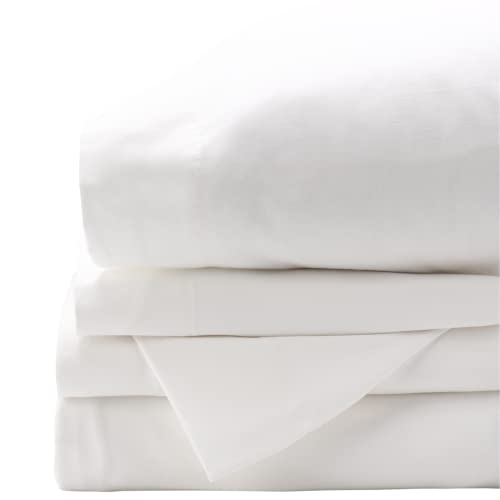 Red Land Cotton Bed Sheet Set - Soft, Breathable 100% USA Grown Cotton, King Size, White