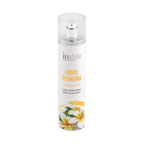 Instyle Fragrances Body & Hair Mist - Exotic Plumeria, Panthenol Infused - 8 Fl Oz