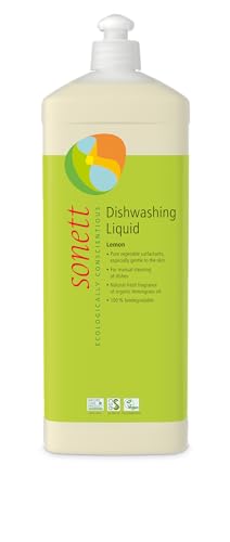 Sonett Dishwashing Liquid - Organic Lemon Essence, Biodegradable & Vegan - 34 Fl. Oz