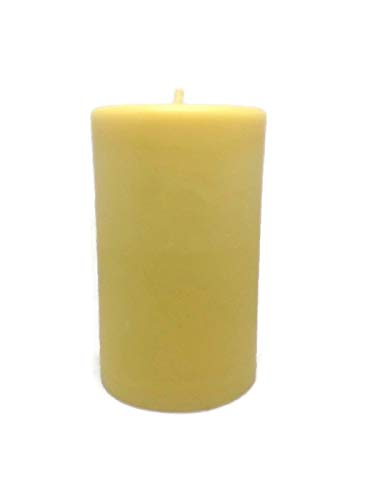 Pure Beeswax Pillar Candle - Long Burn Time, Cotton Wicks, Made in USA - 2" x 3.8" 7oz