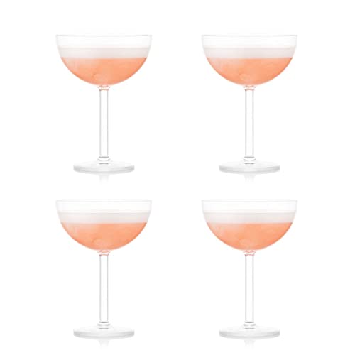 Bodum Oktett Plastic Drinkware - Shatterproof, BPA Free, Recyclable - 8oz Champagne Coupe, Set of 4