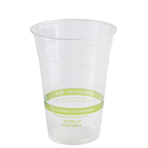 World Centric Compostable Cold Cups - Plant-Based Lining, USDA Certified - 16oz, 100 Count