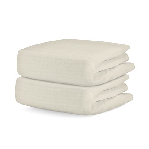 Newton Baby Organic Fitted Crib Sheets - Ultra-Soft, Breathable, GOTS Certified - Oatmeal, 2-Pack