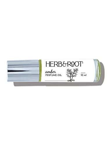 Herb & Root Amber Perfume Oil - Warm Vanilla Aroma, Vegan & Cruelty-Free - 10ml Rollerball