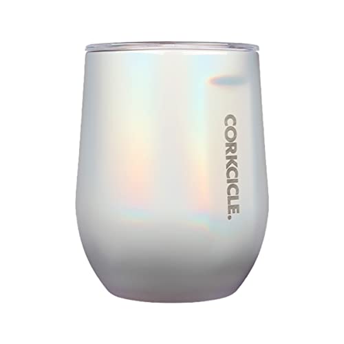 Corkcicle Stemless Cup - Insulated Wine & Coffee Mug, BPA-Free Lid, 12oz, White Dragonfly