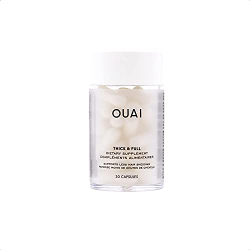 OUAI Hair Supplement - Vegan Biotin & Pea Sprout Extract for Thicker, Fuller Hair - 30 Capsules