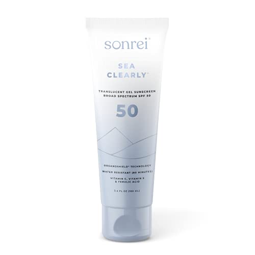 Sonrei Sea Clearly Sunscreen Gel - SPF 50 UVA/UVB Protection, Water Resistant, Vegan - 3.4 Fl Oz