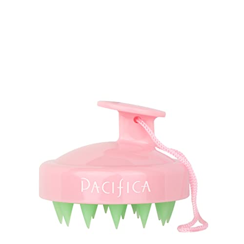 Pacifica Beauty Scalp Massager - Detoxifies, Vegan, Ergonomic Design, Silicone - Pink & Green