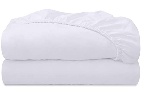 Royale Linens Fitted Sheet Set - Ultra Soft, Breathable, OEKO-TEX Certified - 2 Pack, Full, White