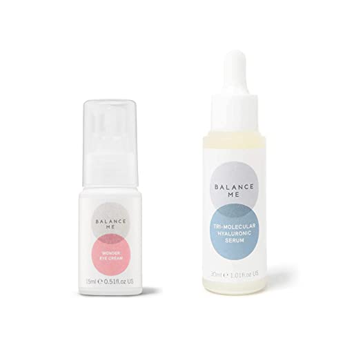 Balance Me Eye Cream & Hyaluronic Serum Duo - Hydrating, Anti-Aging, Vegan - 15ml & 30ml