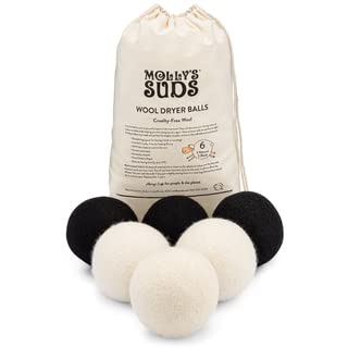 Molly's Suds Wool Dryer Balls - Natural Softener, Hypoallergenic & Cruelty-Free - Set of 6