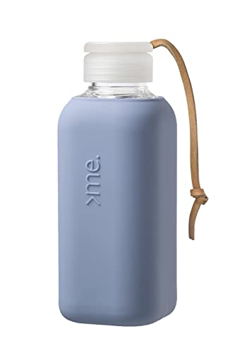 SQUIREME. Y1 Borosilicate Glass Water Bottle - BPA Free, Reusable, Dishwasher Safe - 20oz