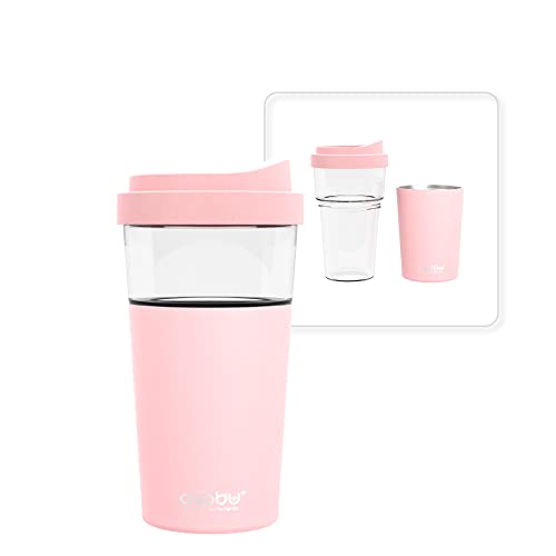 asobu Tritan Tumbler - Keeps Iced Coffee Cold, BPA-Free, Stainless Steel Sleeve - 20oz Pink