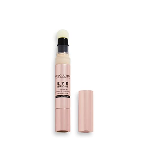 Makeup Revolution Eye Bright Concealer - Illuminates, Vegan, Cruelty-Free - Medium Yellow, 3ml