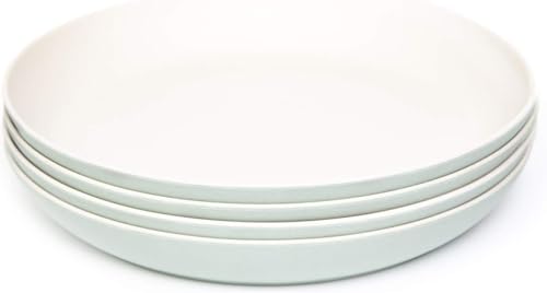 Bamboozle 11” Two-Tone Plate Set - Biodegradable Bamboo Fiber, Dishwasher Safe - 4 Pieces, Sky