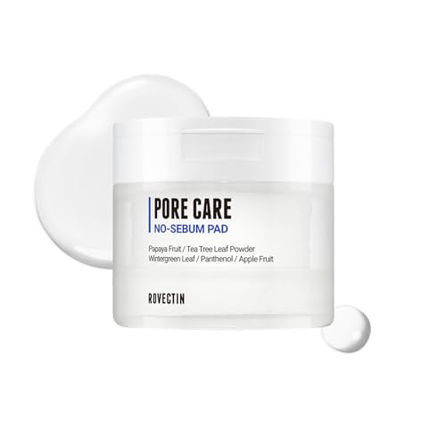 ROVECTIN Pore Care No-Sebum Cleansing Pads - Gentle Sebum Control, Charcoal Extract - 60 Pads