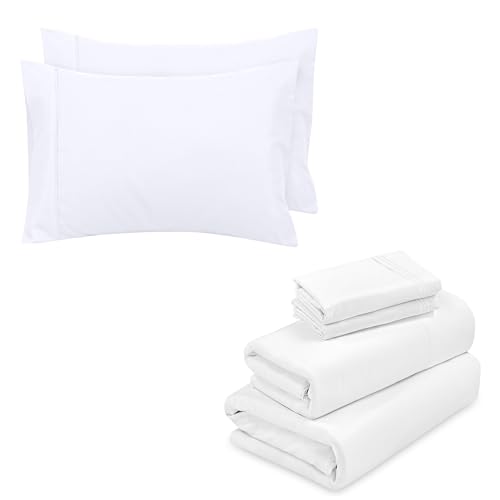 Royale Linens Twin Bed Sheet Set - Breathable Microfiber, OEKO-TEX Certified - White, 3 Piece