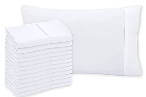 Royale Linens Pillowcase Set - Soft, Breathable, OEKO-TEX Certified, 12-Pack Queen 20"x30"