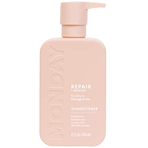MONDAY HAIRCARE Repair Conditioner - Hydrates & Restores Dry Hair with Keratin & Coconut Oil - 12oz