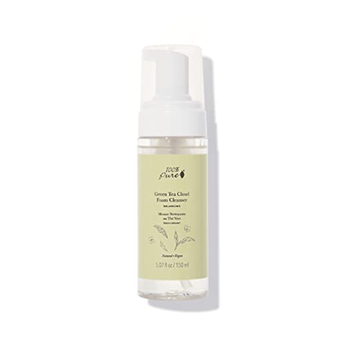 100% PURE Green Tea Cloud Facial Cleanser - Deep Hydration, Gentle Foam, Vegan - 5.07 fl oz