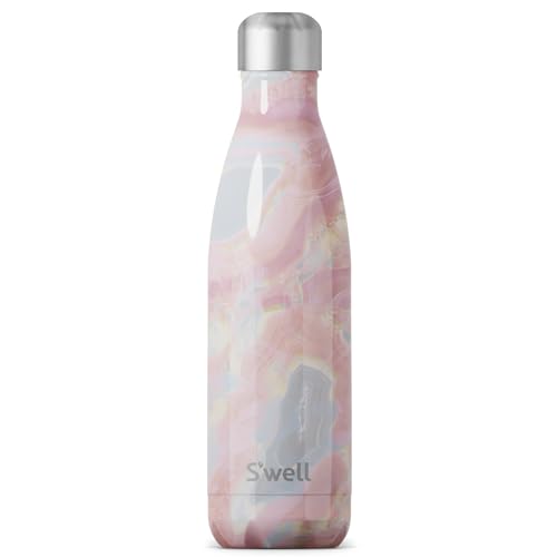 S'well Stainless Steel Water Bottle - Keeps Drinks Cold 36H & Hot 18H, 17oz, Geode Rose